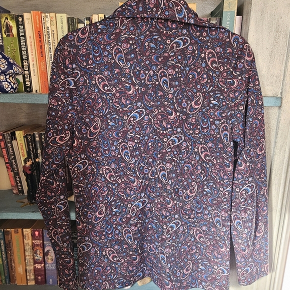 Vintage 1970s Liz Roberts Collared Paisley Blouse Top - Picture 5 of 7